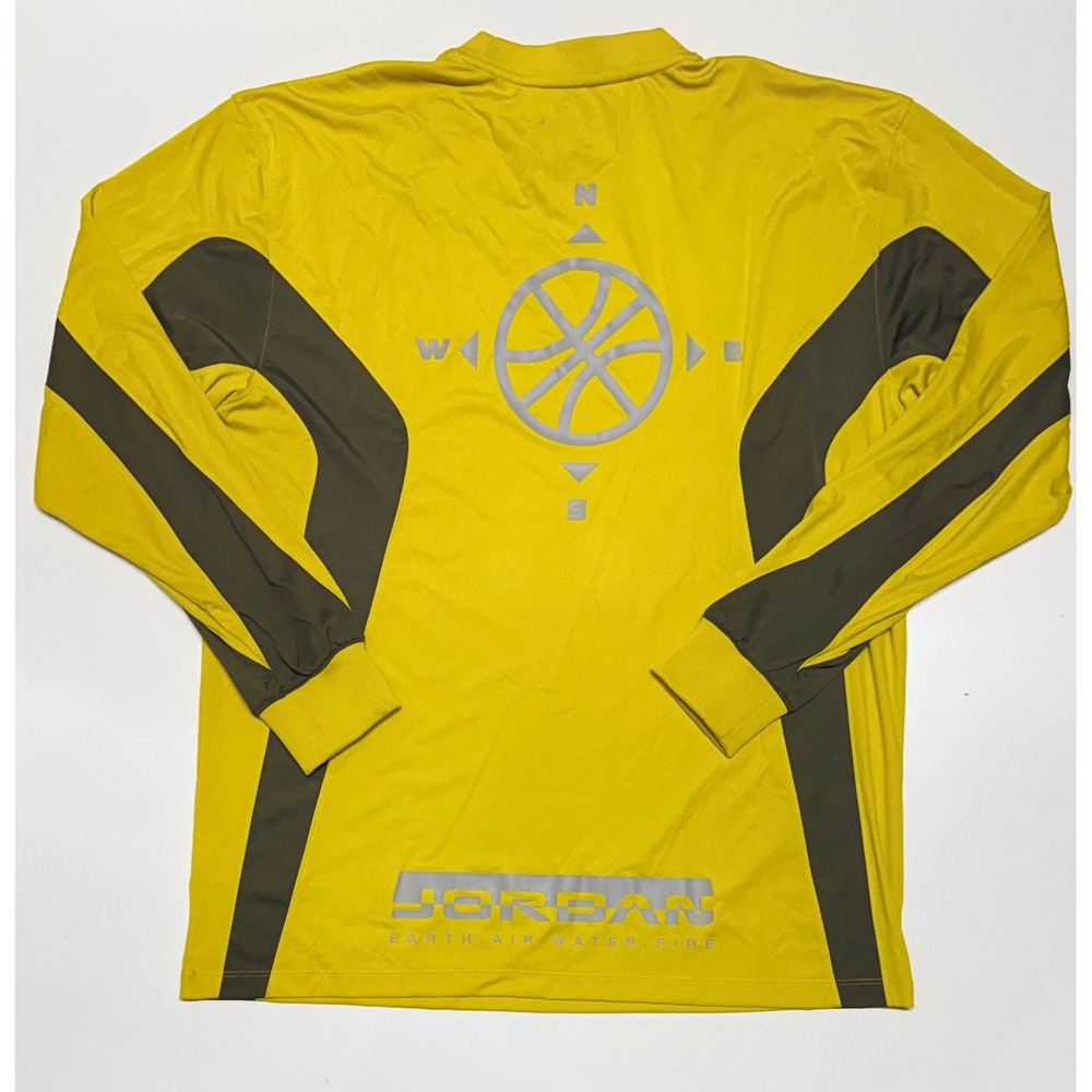 Jordan Mens Long Sleeve Performance Shirt Yellow Olive Green IF1885-726 Size M